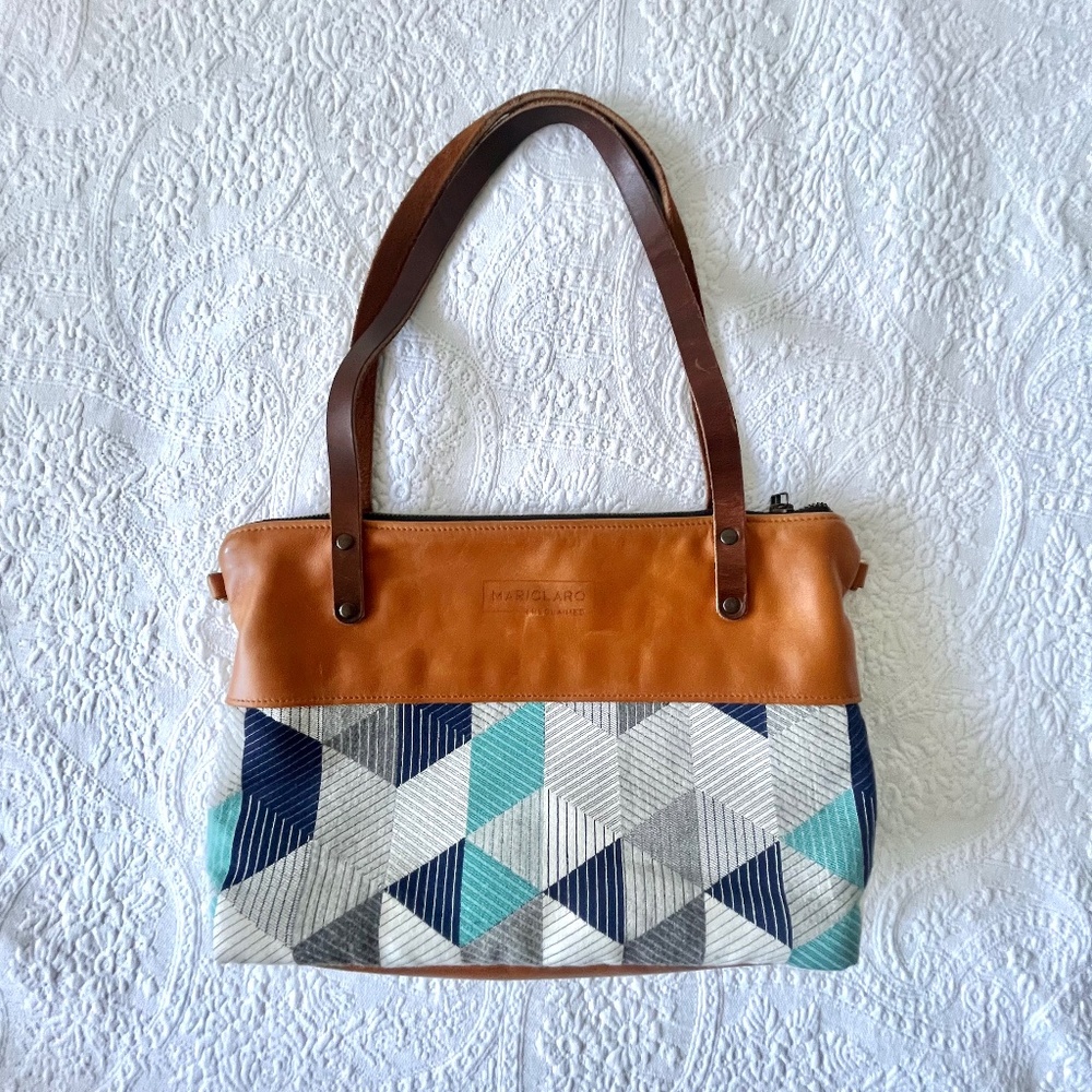 Canadian MARICLARO VIE Leather & Canvas Shoulder Bag Eco-Friendly One-of-a-Kind